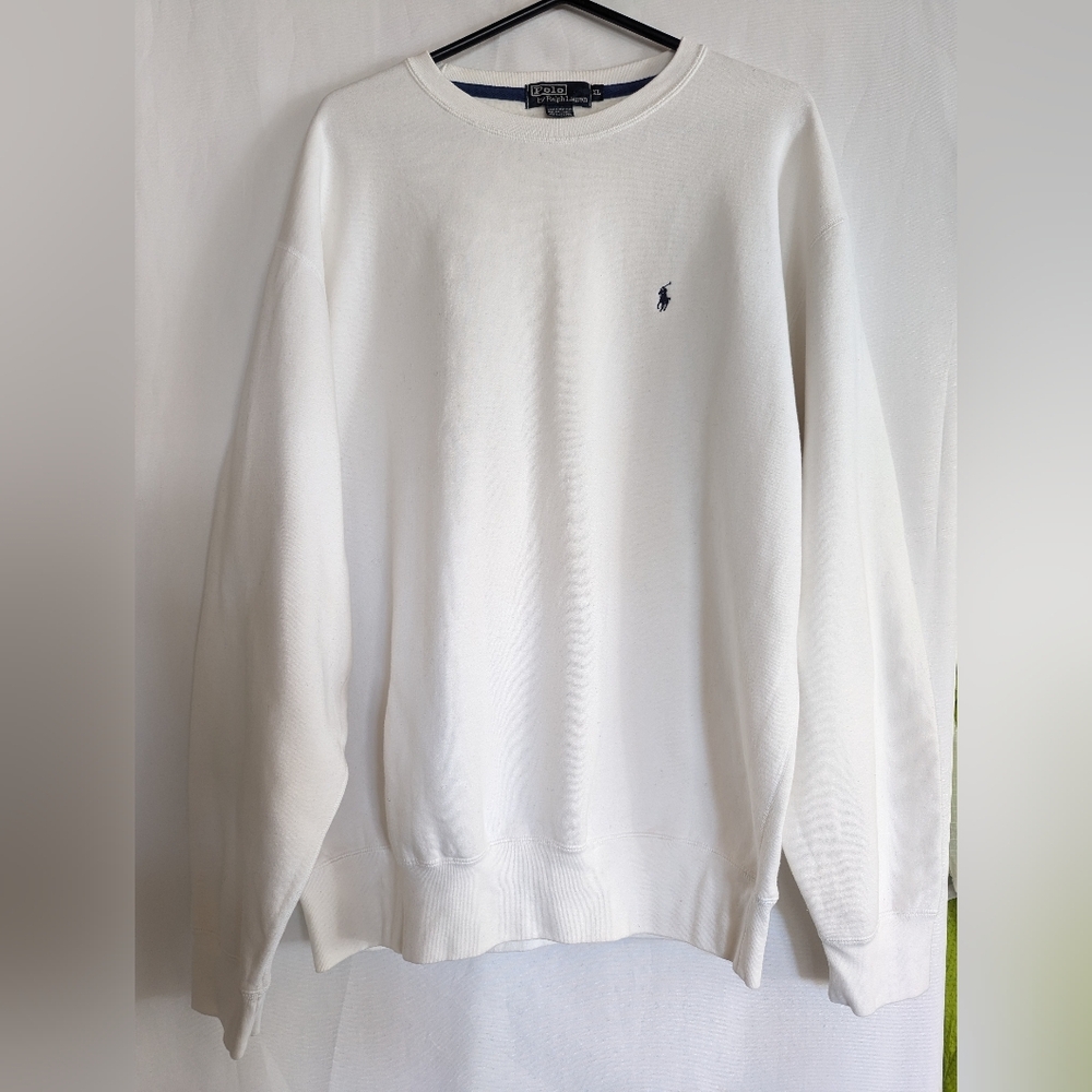Men's XL Polo by Ralph Lauren White Sweatshirt Fleece Warm Top